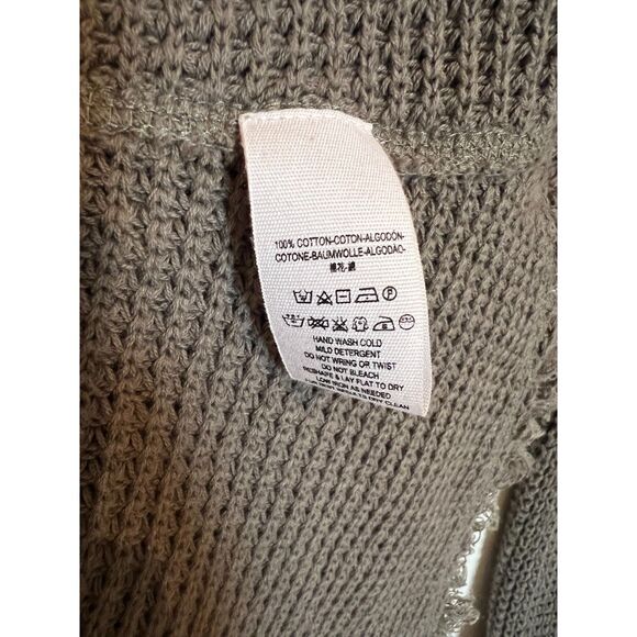 Free People Green Moonshine Cold Shoulder Thermal Waffle Knit Sweater Small - Picture 9 of 10